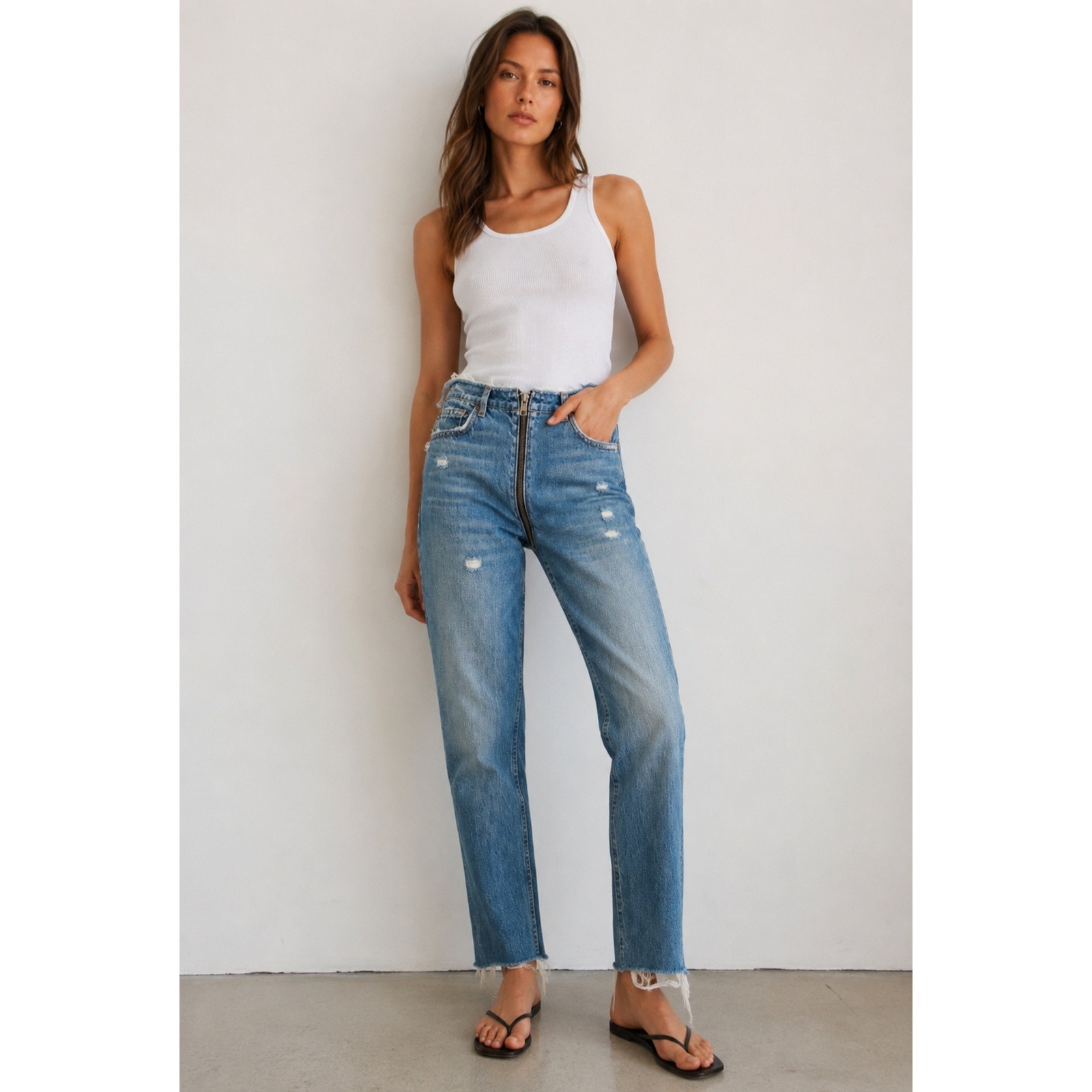 Boyish Colby High Rise Straight Leg Zipper Jeans Lady Of Burlesque Blue 24